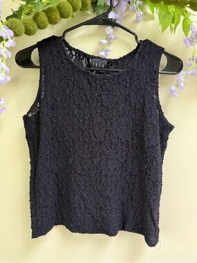 VTG Y2K Black Lace High Neck Tank Top by JKLA, best for S-L, Goth Grunge Witchy